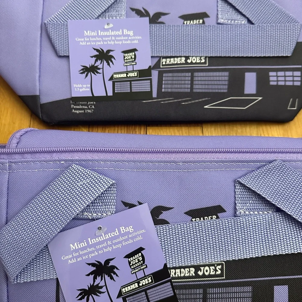 TWO Trader Joe's Mini Purple Insulated Lunch Bag - Picture 2 of 3